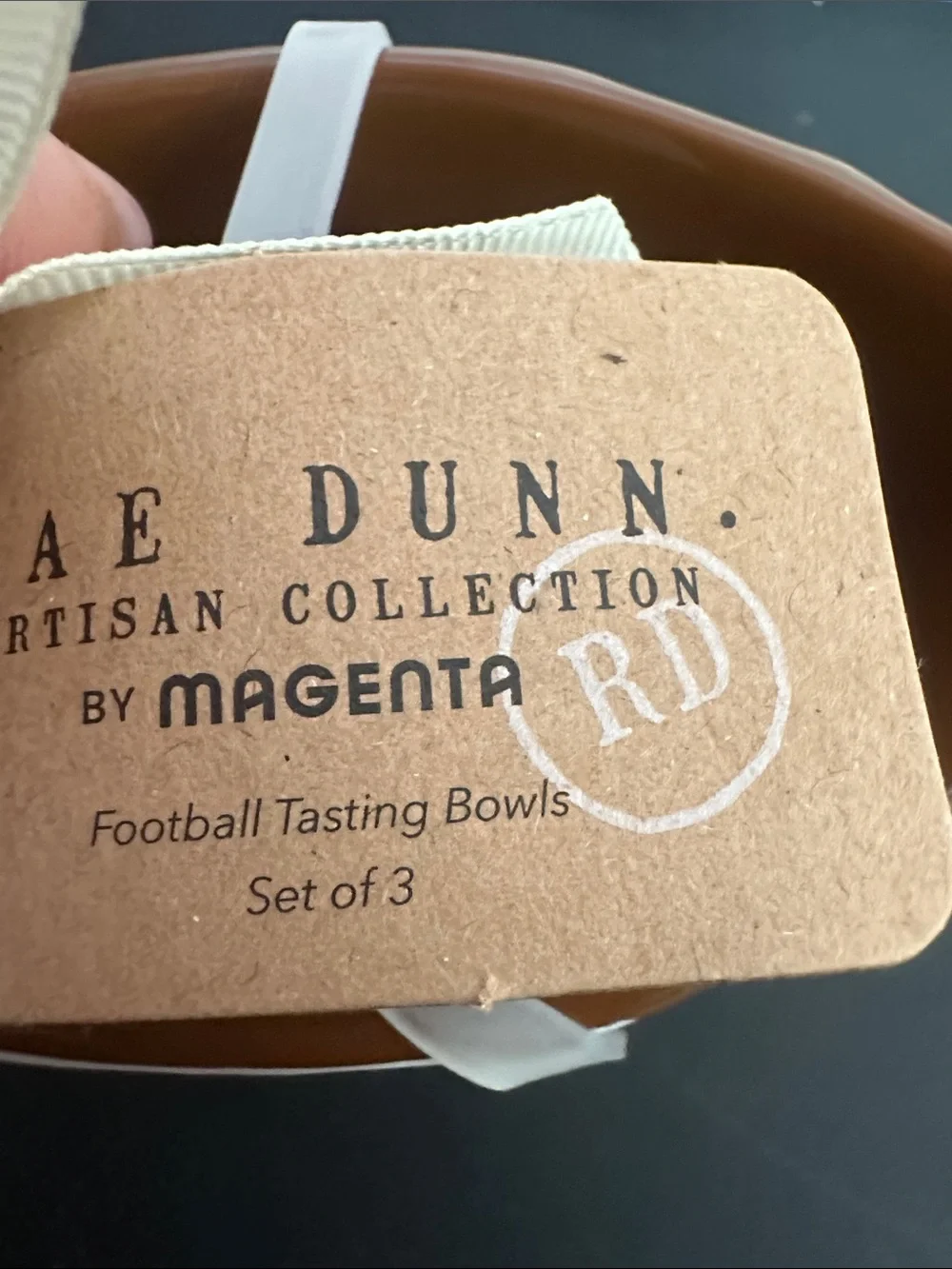 Rae Dunn set of 3 football tasting bowls